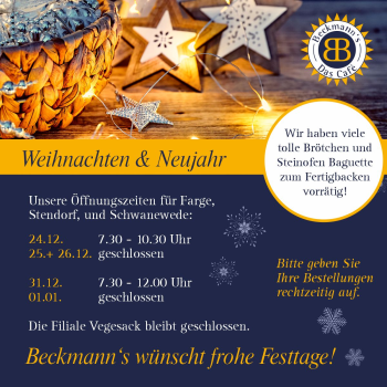 Öffnungszeiten Weihnachten & Neujahr